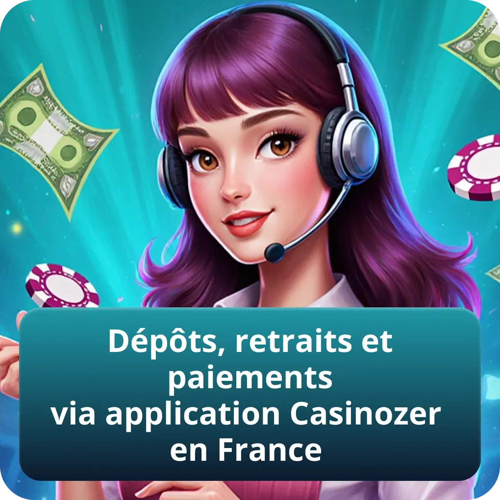 Dépôts, retraits et paiements via application Casinozer en France
